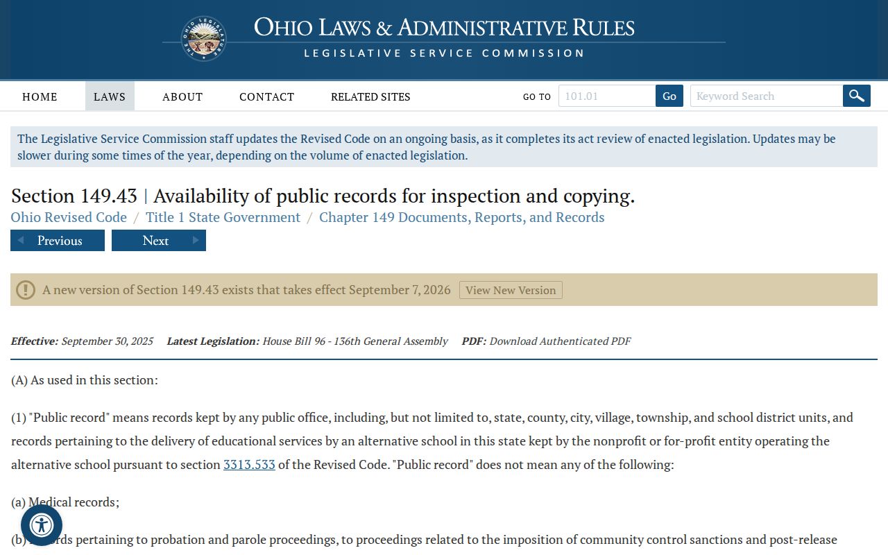 Weathersfield Township neighbors Ohio Public Records Act source