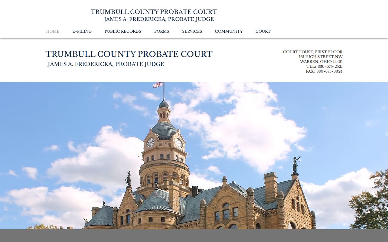 Weathersfield Township resident lookup path through Trumbull County Probate Court