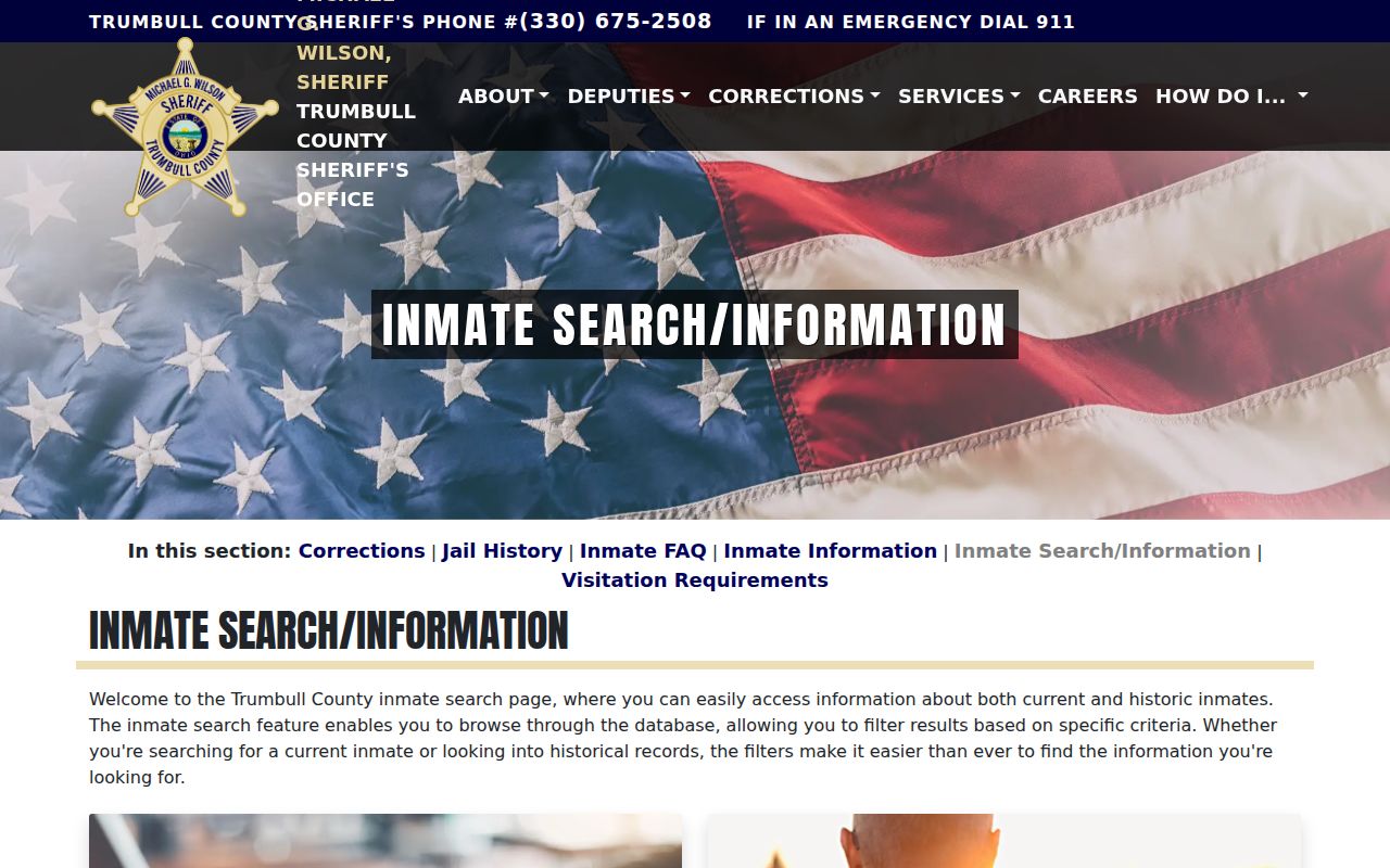 Weathersfield Township resident lookup caution with Trumbull County inmate search