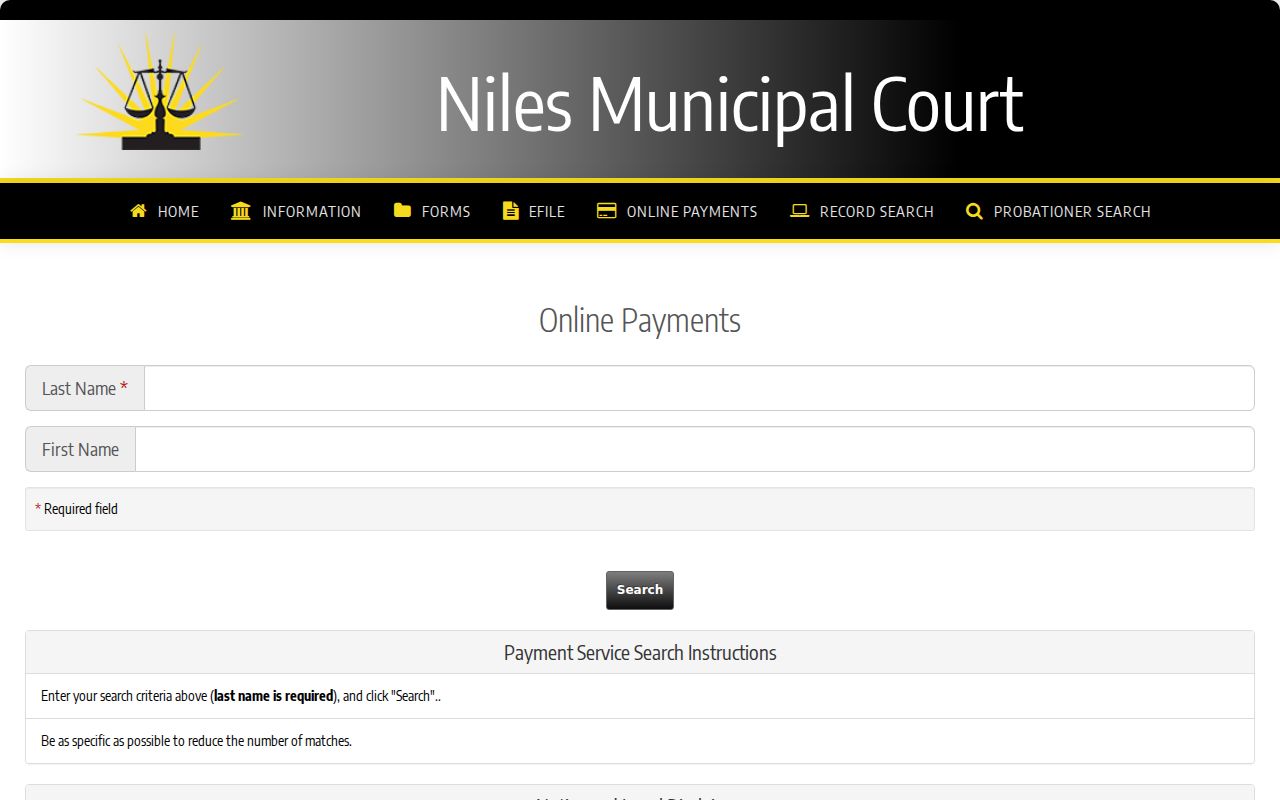 Weathersfield Township resident lookup using Niles Municipal Court name search