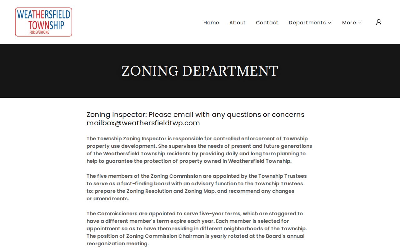 Weathersfield Township street directory zoning records