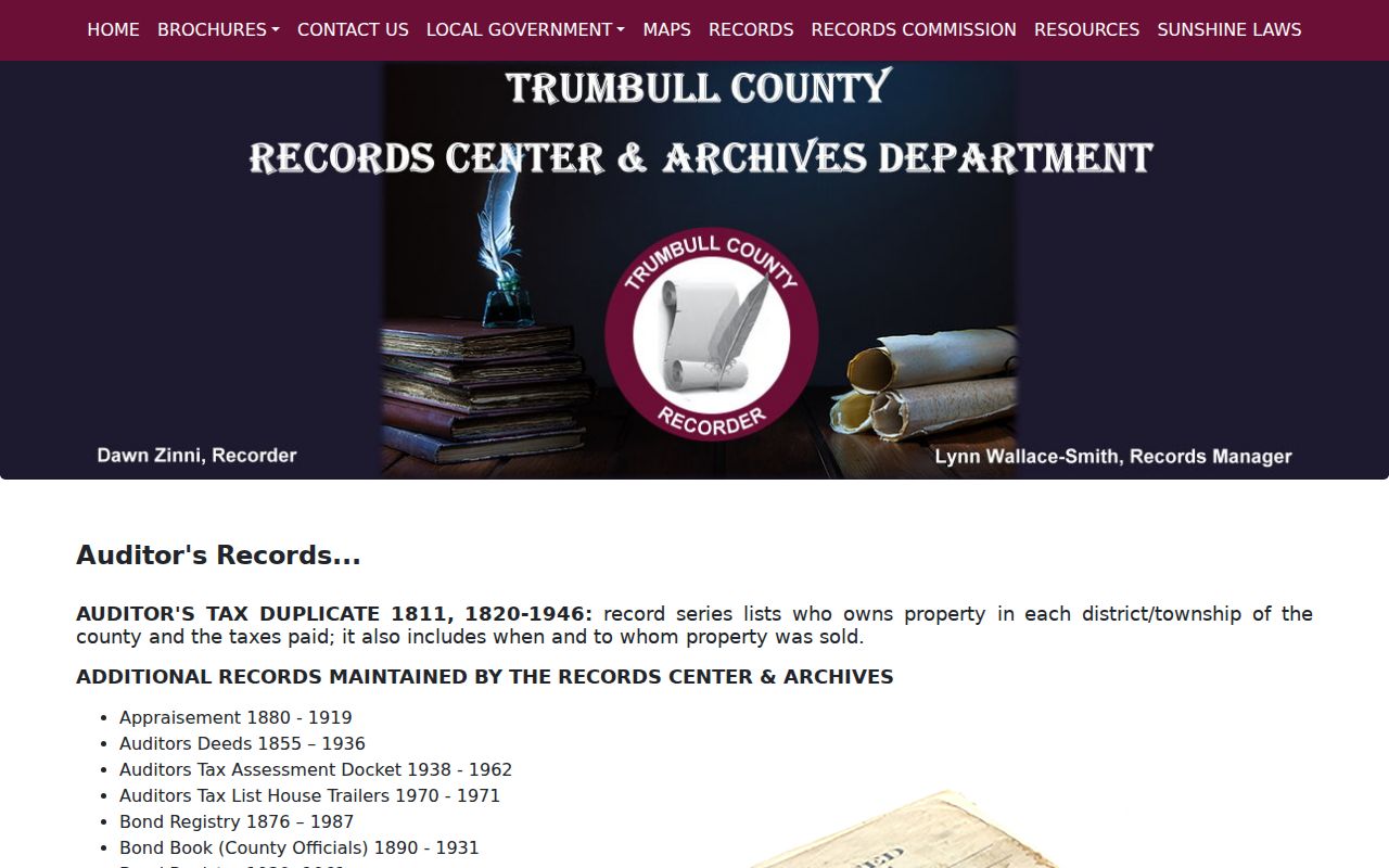 Weathersfield Township ZIP code directory historical auditor records